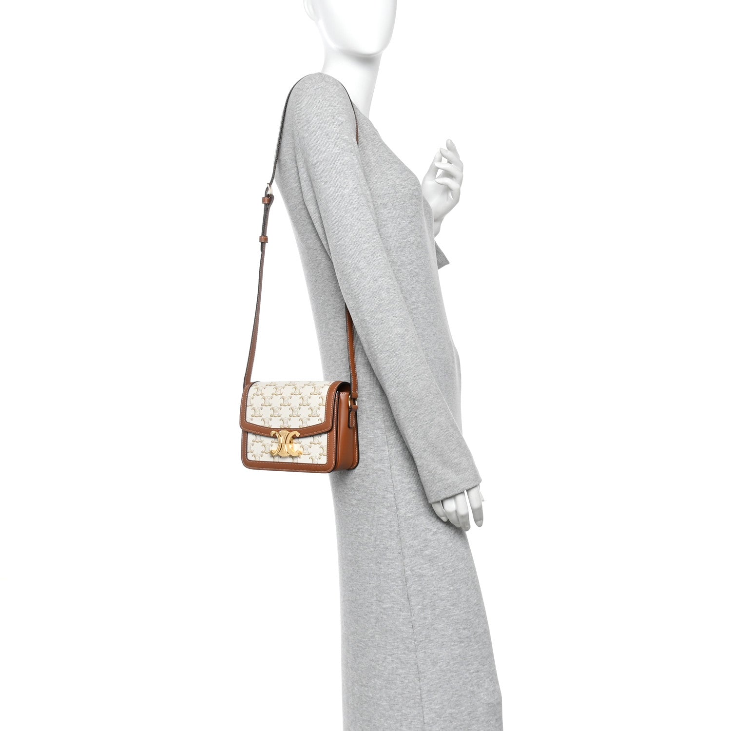 Calfskin Triomphe Canvas Besace White