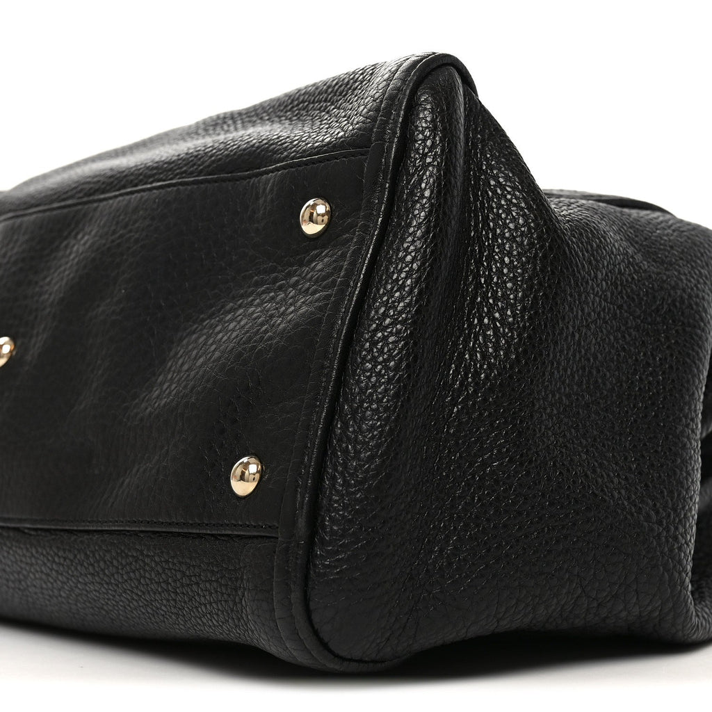 Pebbled Calfskin Medium Soho Chain Shoulder Bag Black