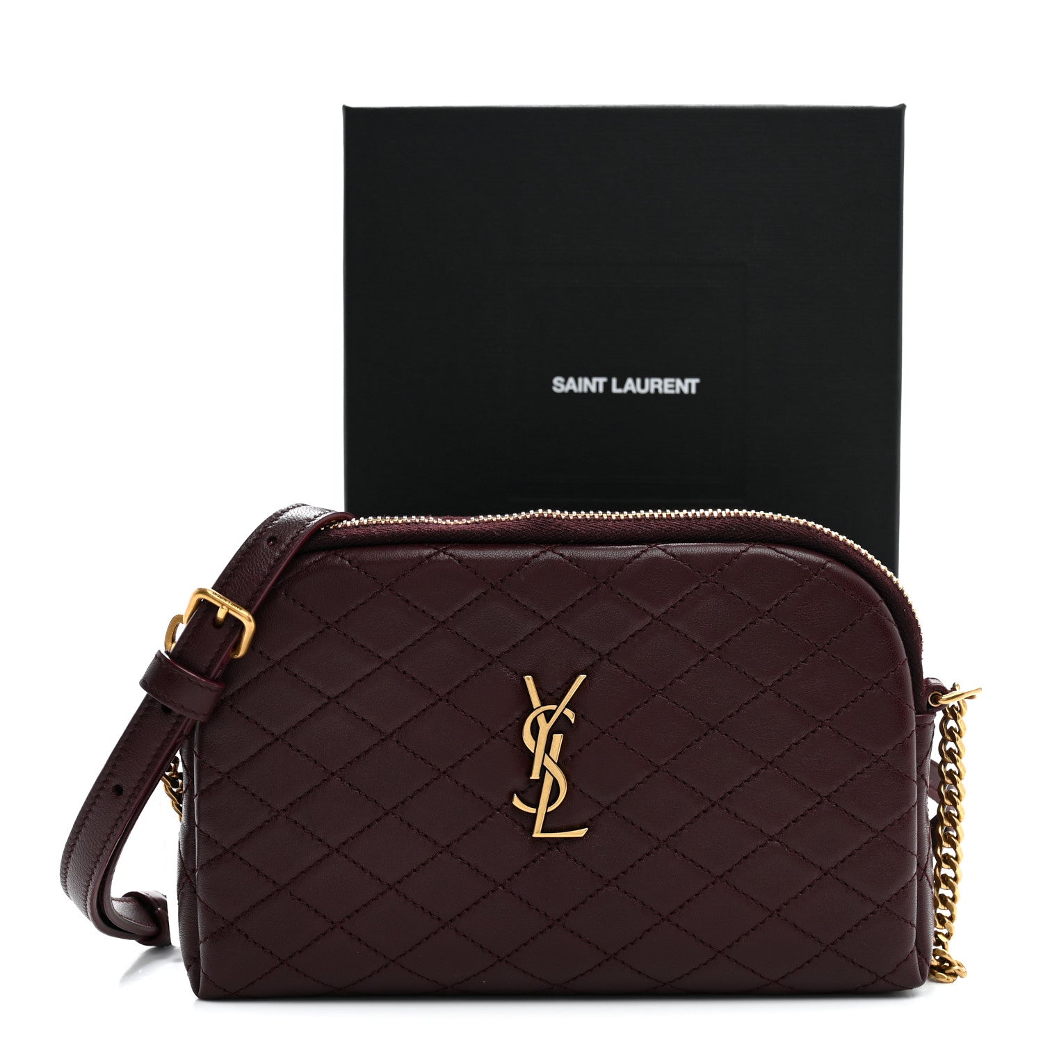 Lambskin Quilted Gaby Zipped Pouch Hot Wine
