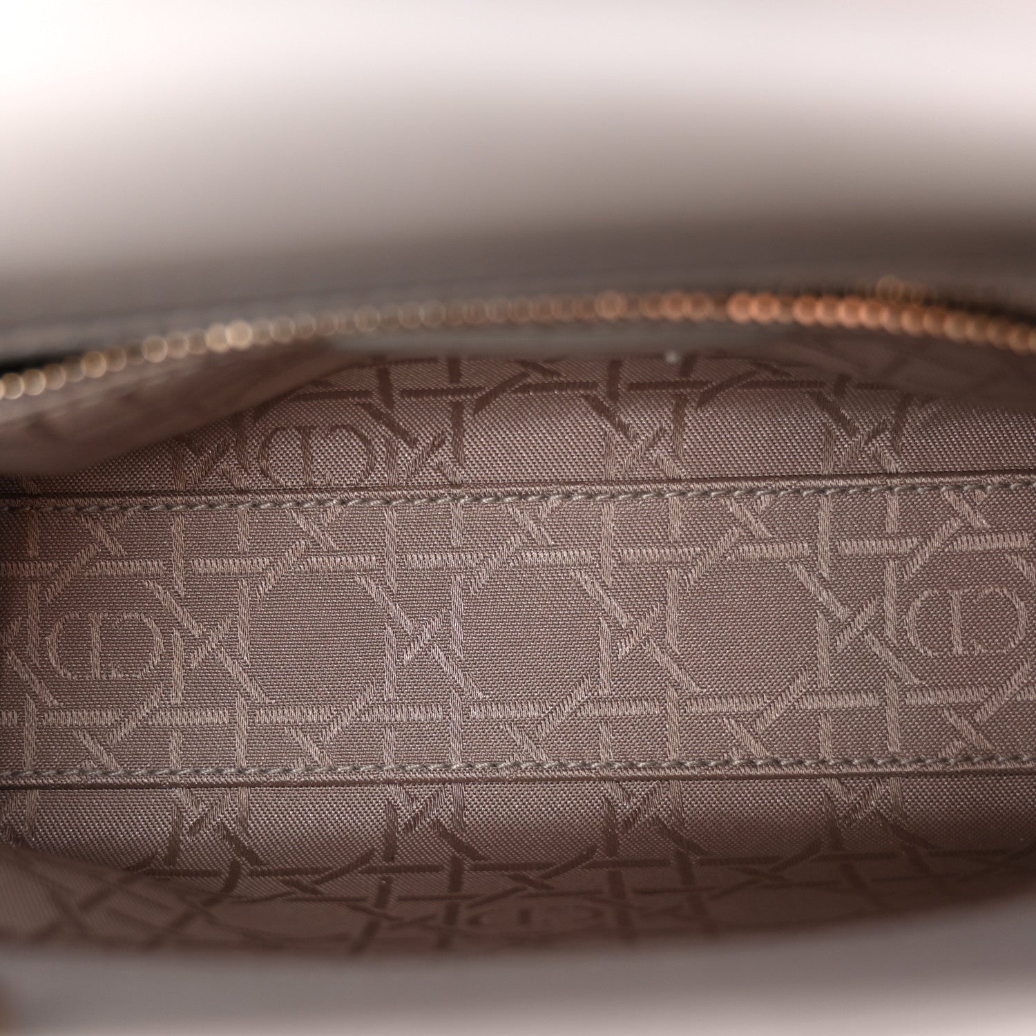 Metallic Lambskin Cannage Mini Lady Dior Grey