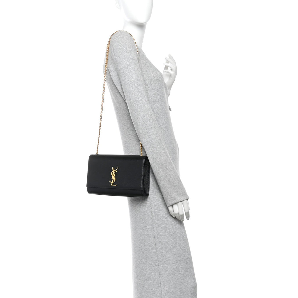 Grain De Poudre Medium Classic Monogram Kate Satchel Black