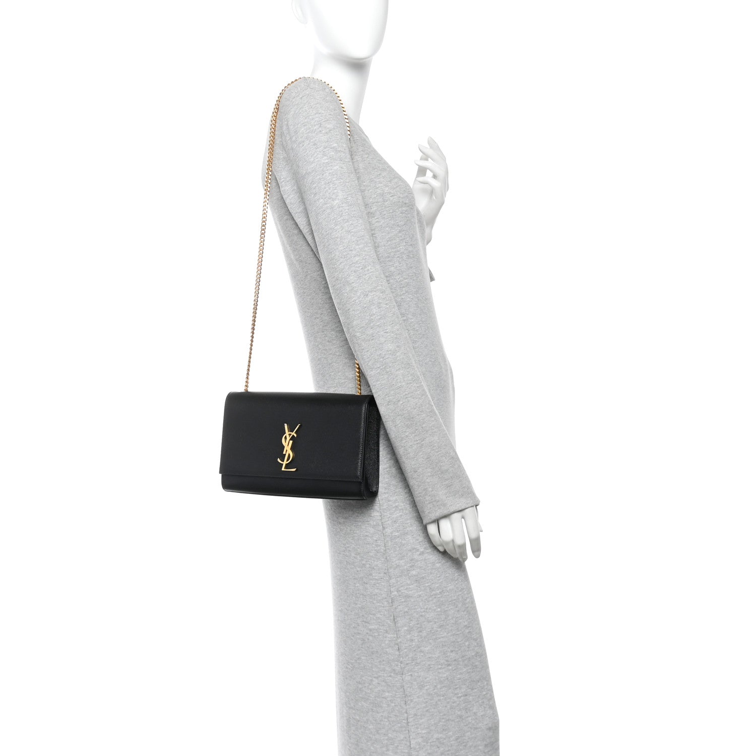 Grain De Poudre Medium Classic Monogram Kate Satchel Black