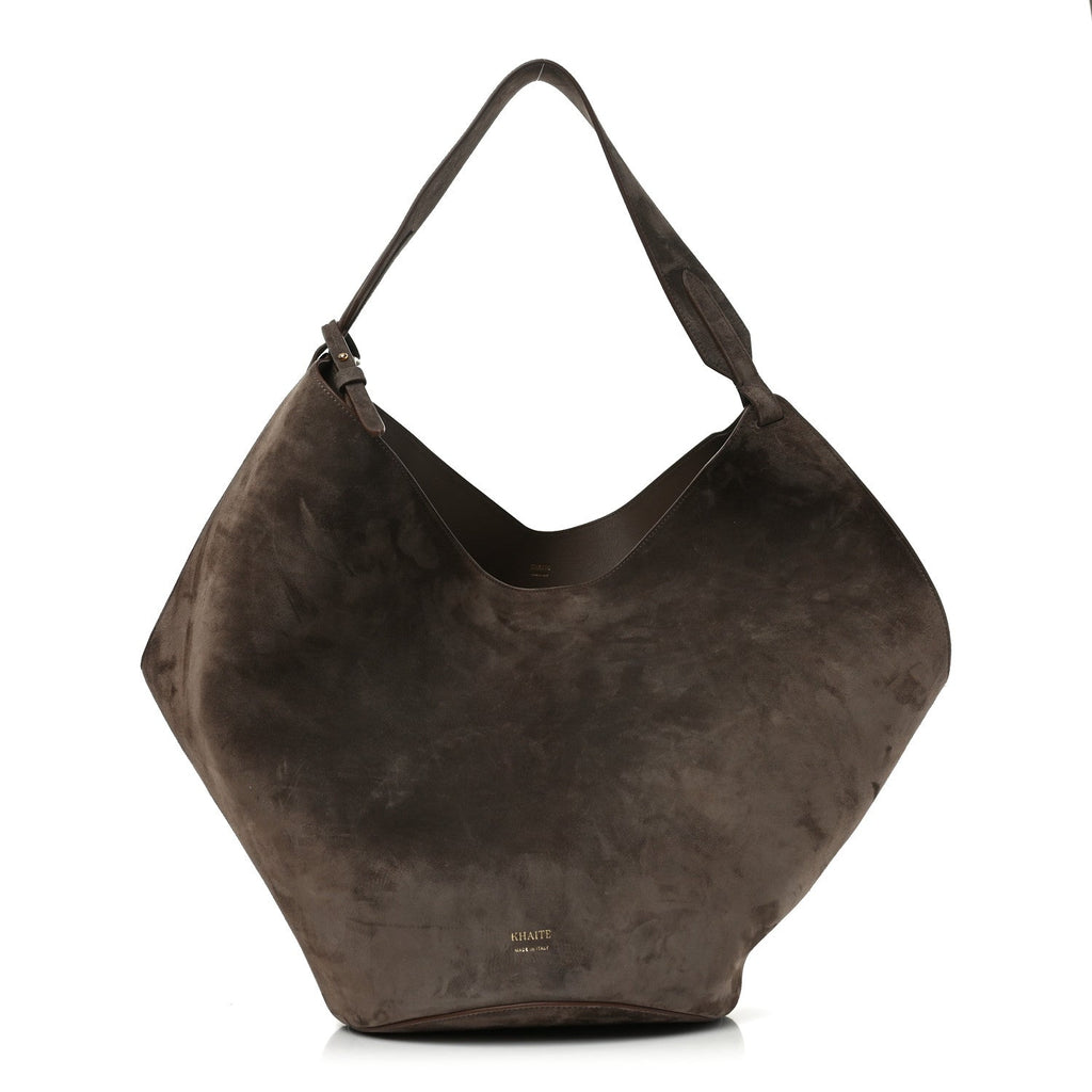 Suede Calfskin Medium Lotus Tote Cedar