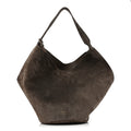 Suede Calfskin Medium Lotus Tote Cedar