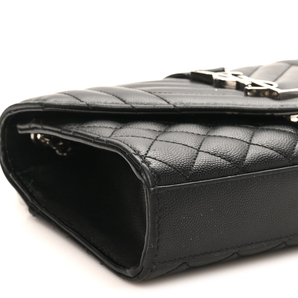 Grain De Poudre Textured Mixed Matelasse Triquilt Small Monogram Satchel Black
