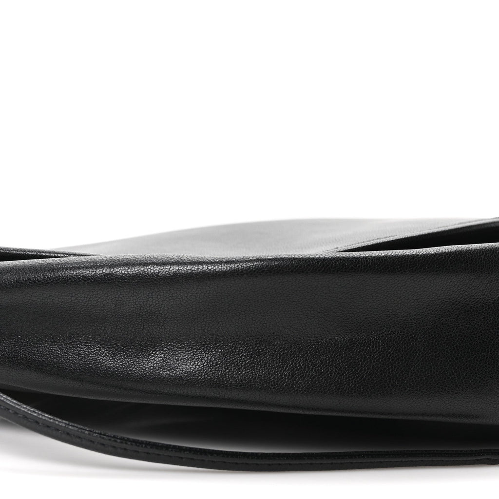 Shiny Lambskin Soft Triomphe Half Moon Bag Black