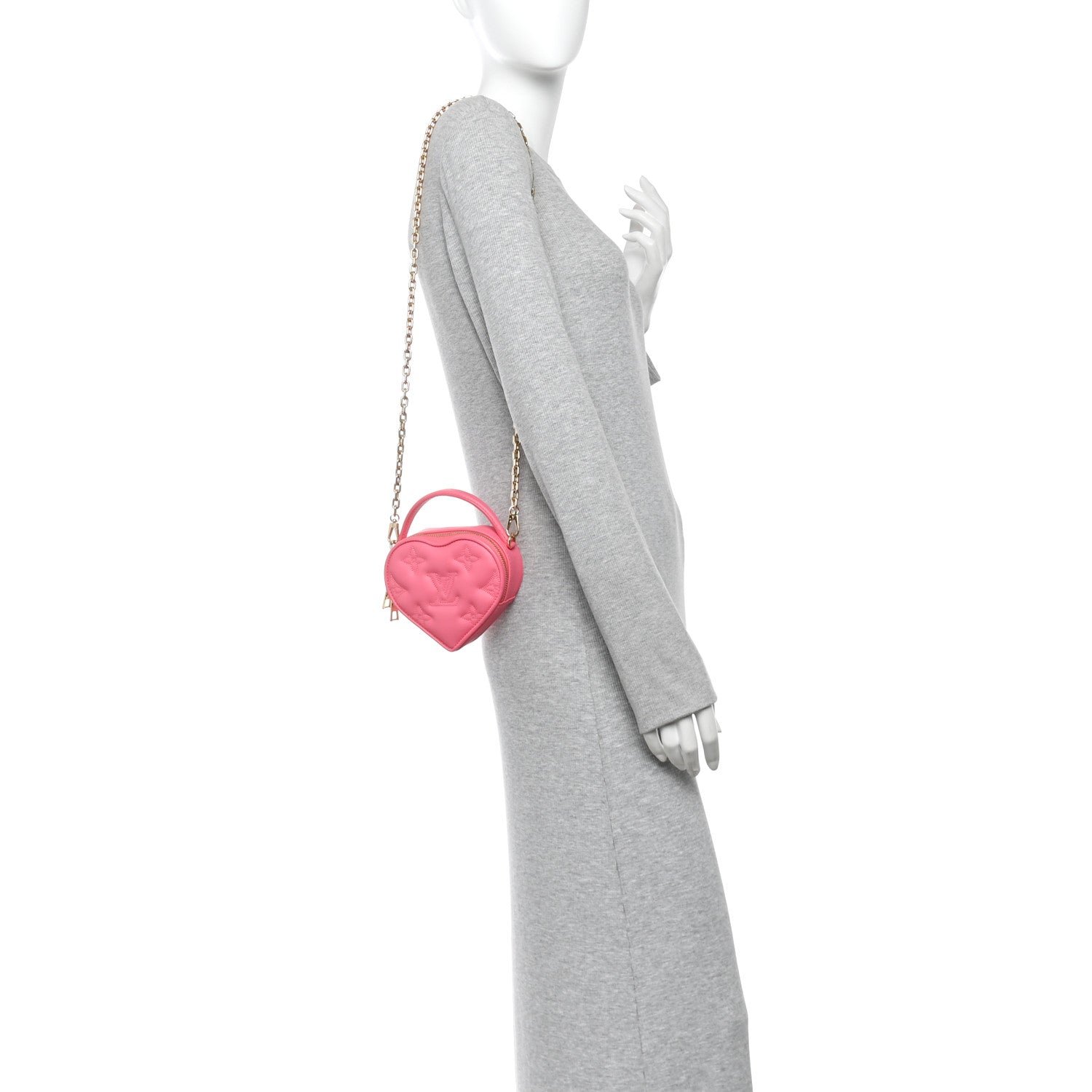 Calfskin Embroidered Monogram Pop My Heart Bag Pouch Dragon Fruit Pink