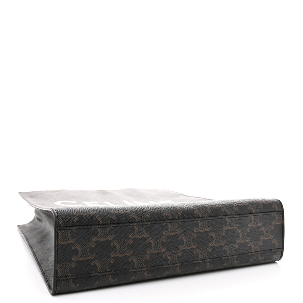 Triomphe Canvas Calfskin Small Vertical Cabas Tan