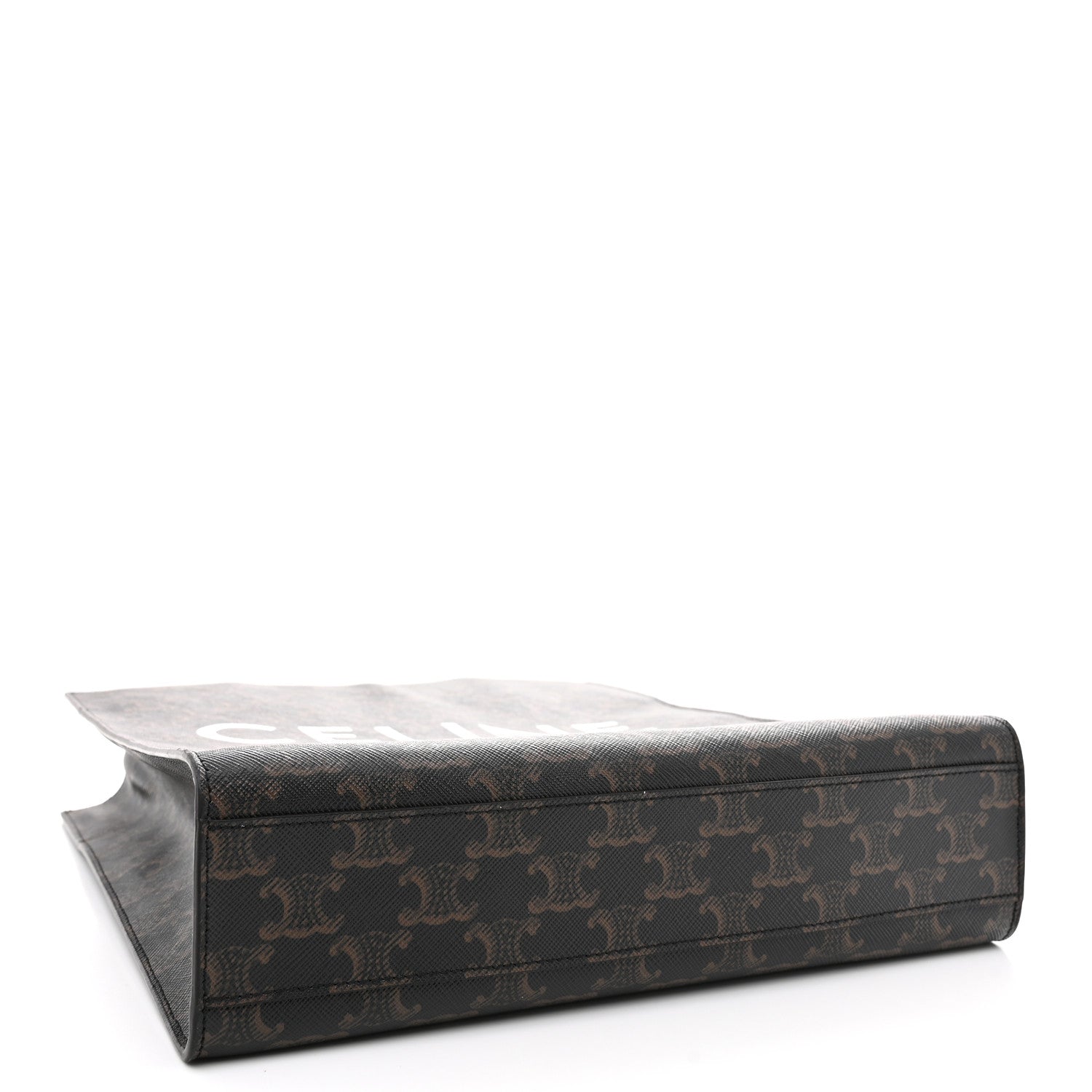 Triomphe Canvas Calfskin Small Vertical Cabas Tan