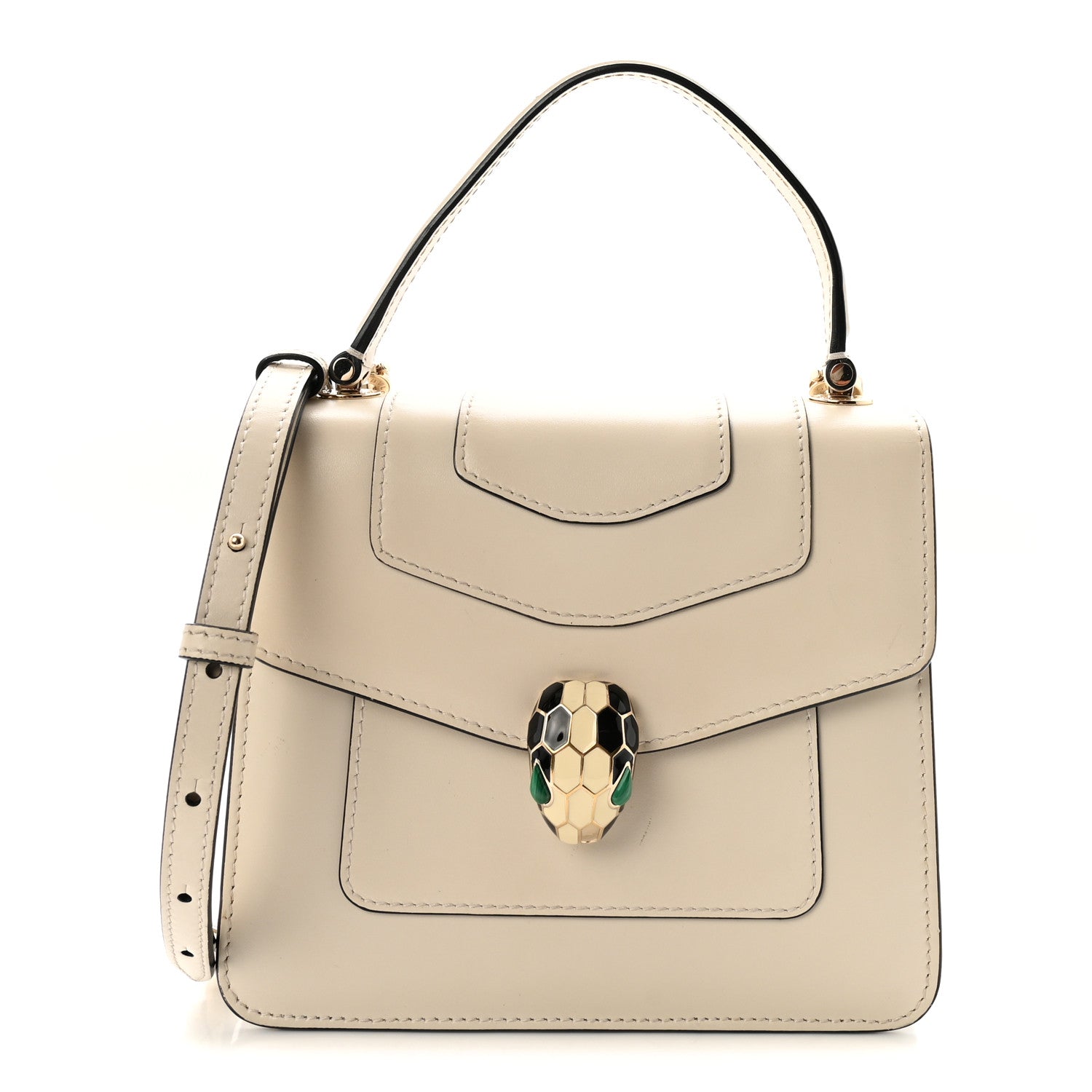 Calfskin Serpenti Forever Top Handle White
