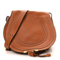 Grained Calfskin Medium Marcie Saddle Bag Tan