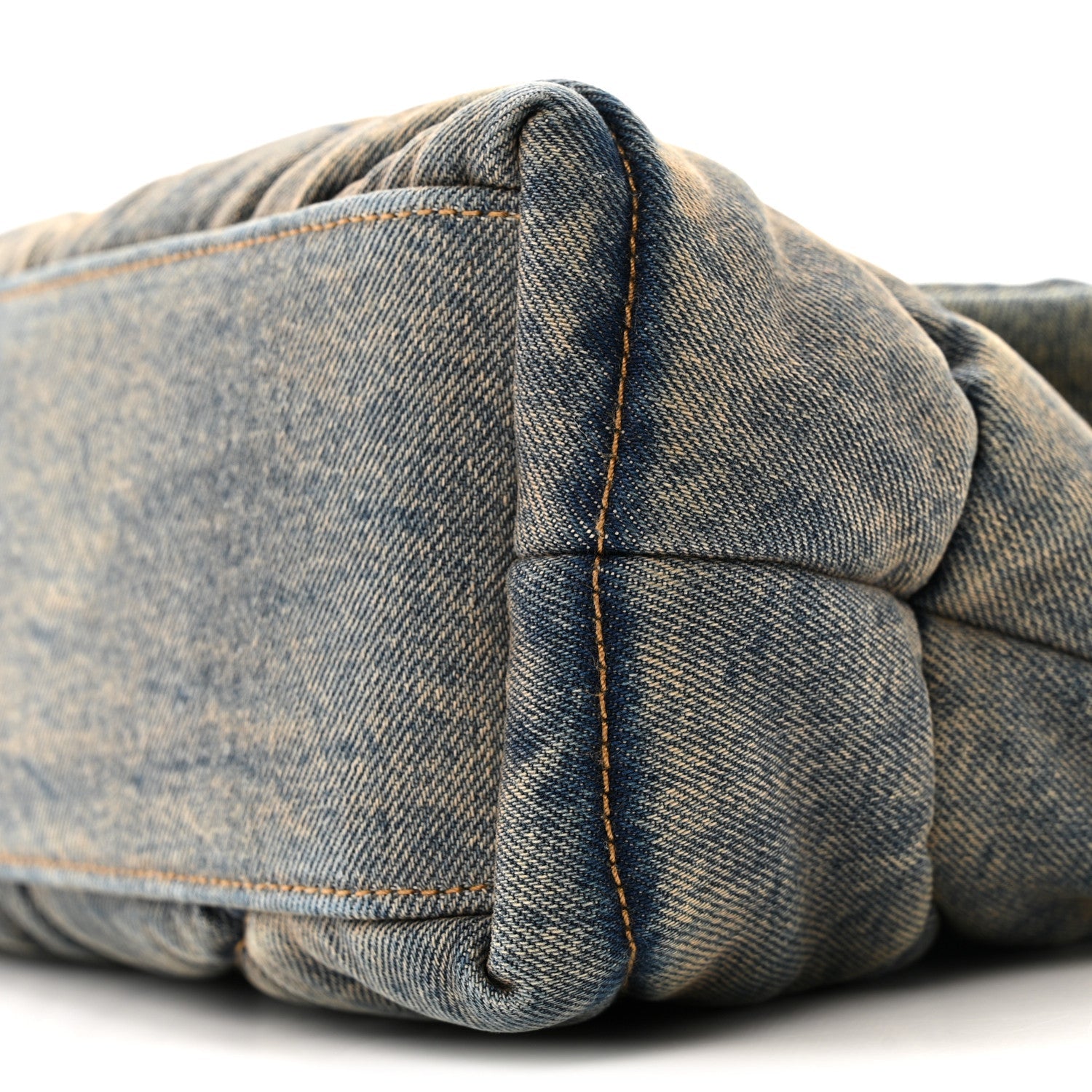 Denim Quilted Small Loulou Puffer Monogram Chain Satchel Blue Cinnamon