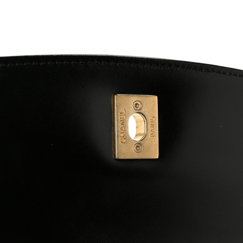 Shiny Calfskin Quilted Suede Goatskin Mini Messenger Black