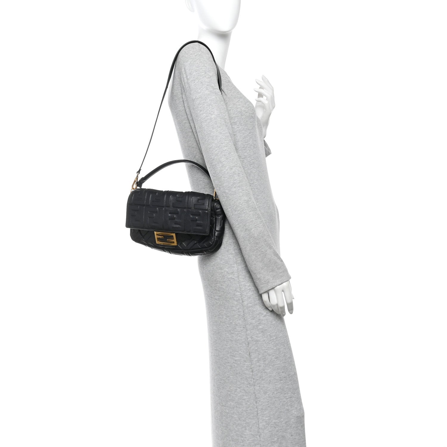 Nappa FF 1974 Embossed Baguette Black