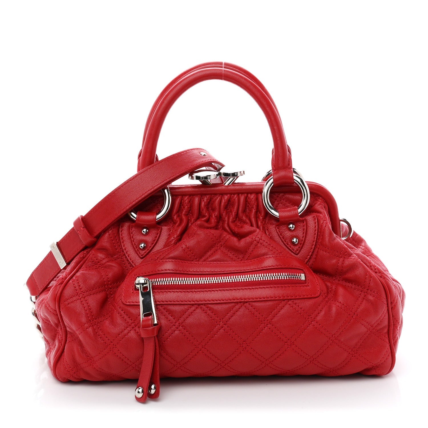 Calfskin Quilted Leather Stam Bag Red