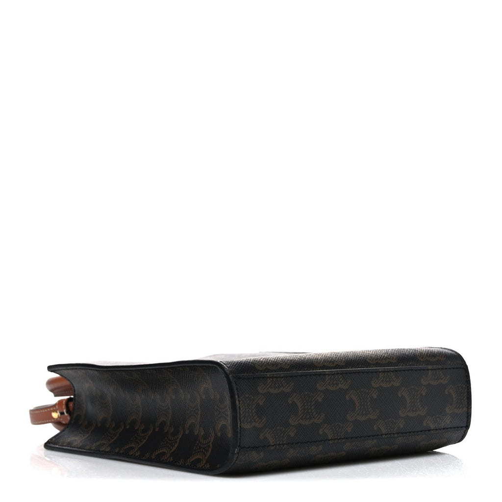 Triomphe Canvas Calfskin Mini Vertical Cabas Tan