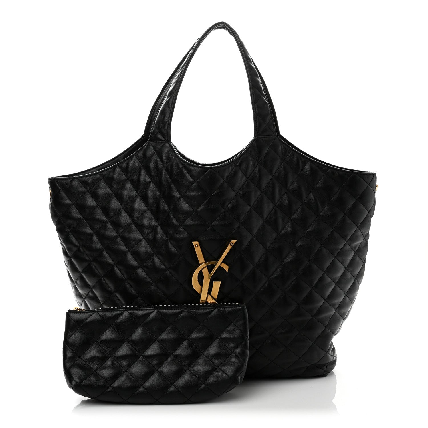 Lambskin Quilted Maxi Icare Shopping Tote Black