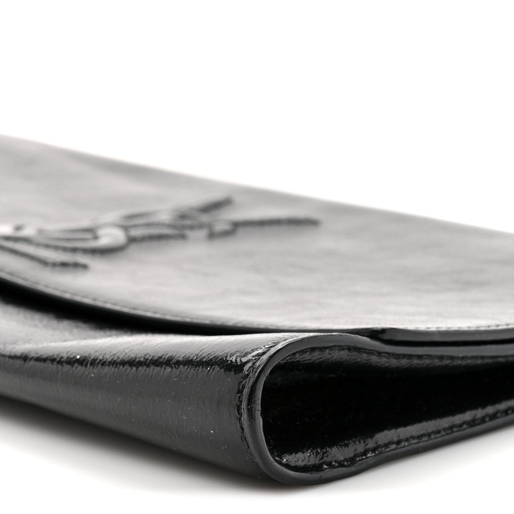 Textured Patent Monogram Large Belle De Jour Clutch Black