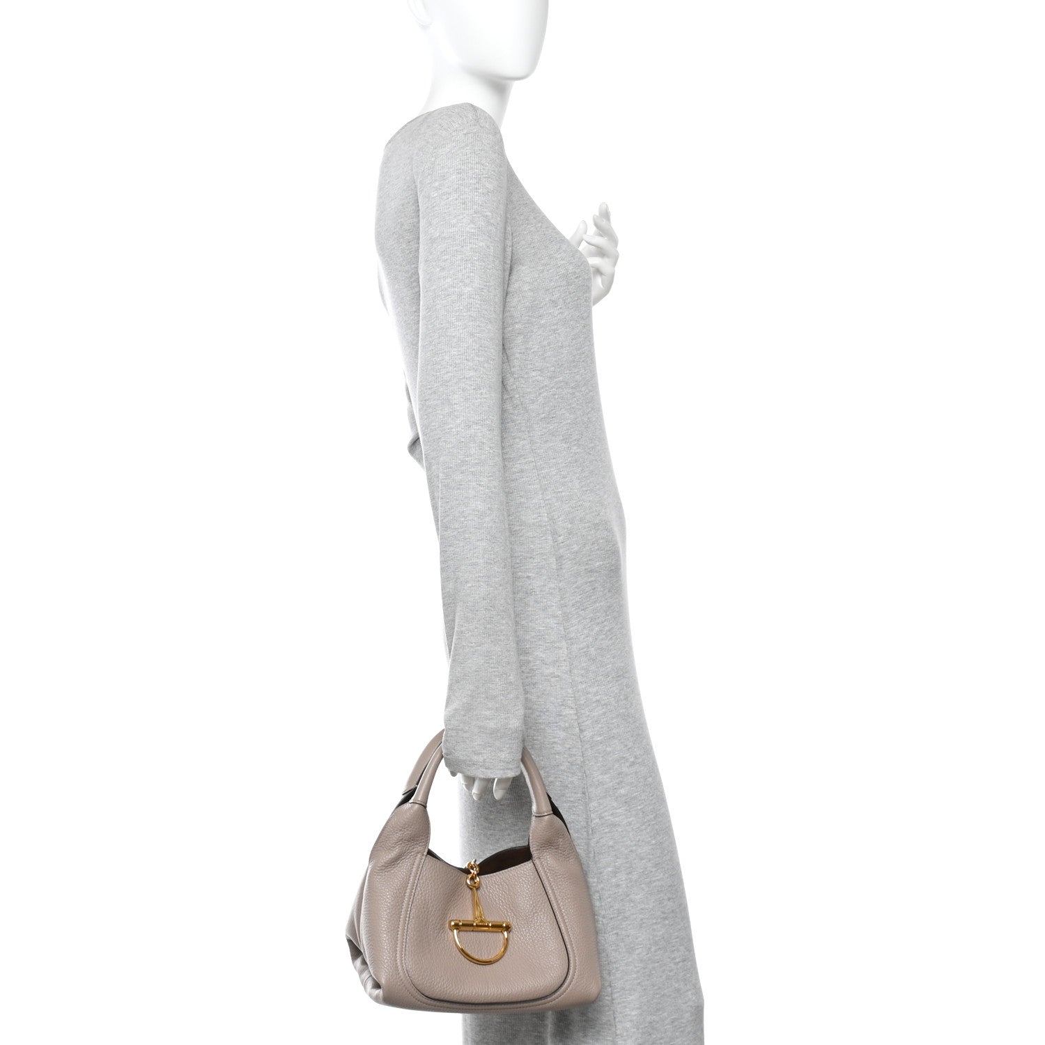 Grained Calfskin Softbit Medium Shoulder Bag Taupe
