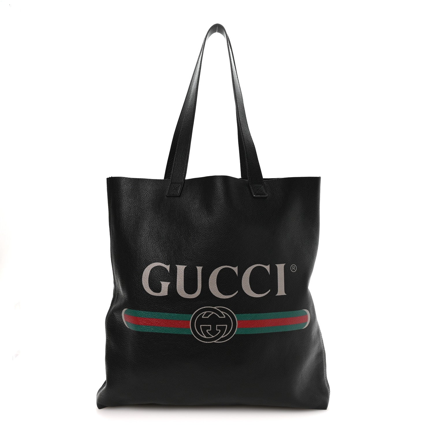 Calfskin Mens Logo Vertical Shopping Tote Black
