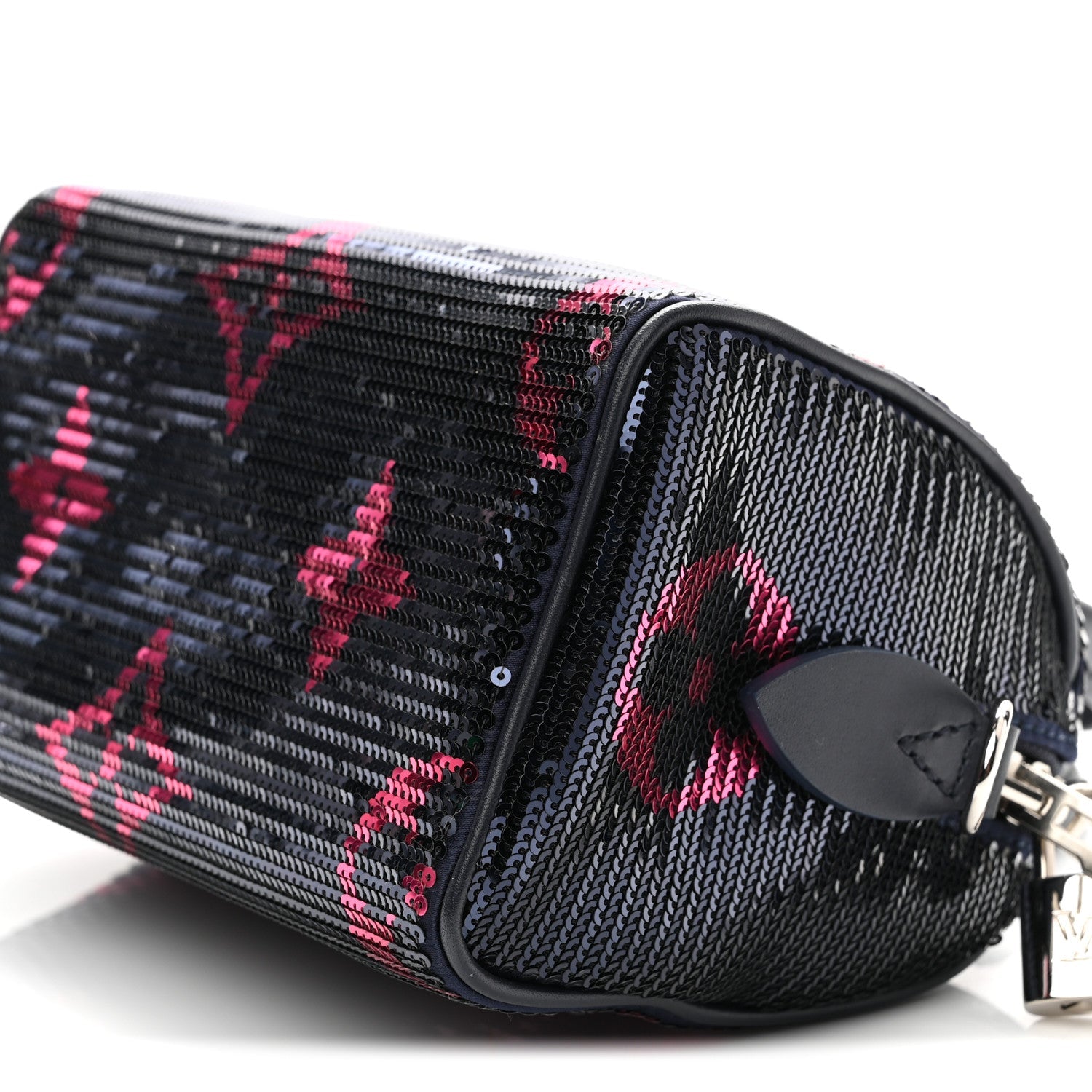 Giant Monogram Sequins Speedy Bandouliere 18 Navy Fuchsia
