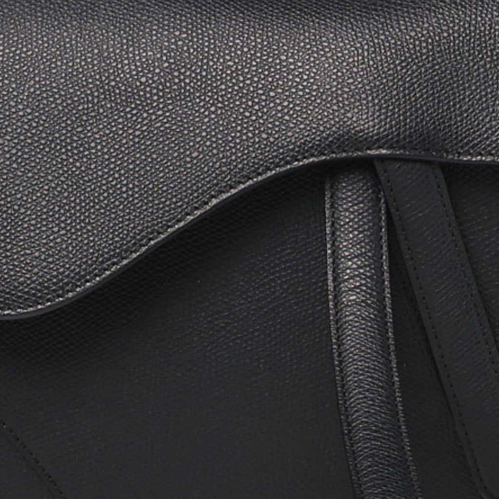 Grained Calfskin Saddle Bag Black