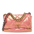 Iridescent Lambskin Quilted Large Chanel 19 Flap Pink