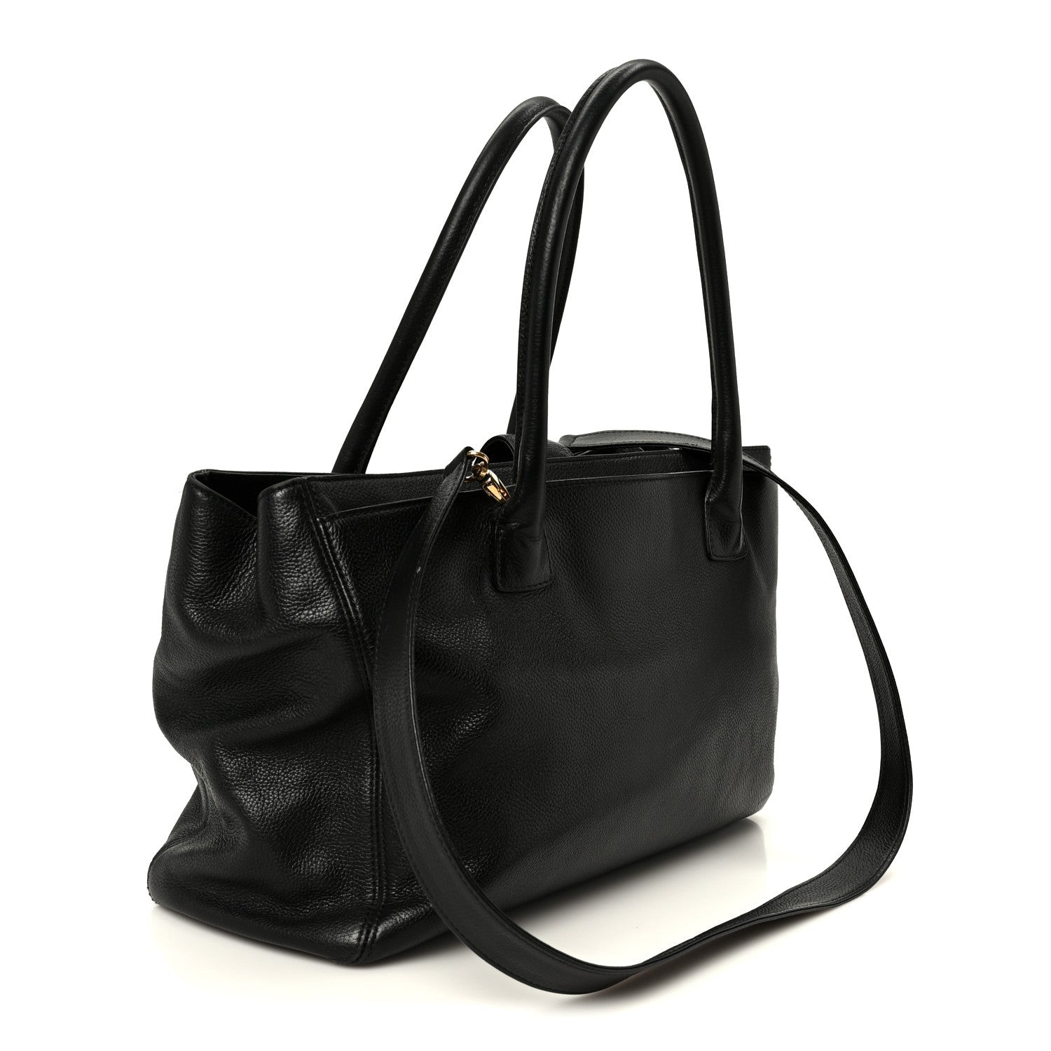 Calfskin Cerf Executive Shopper Tote Black