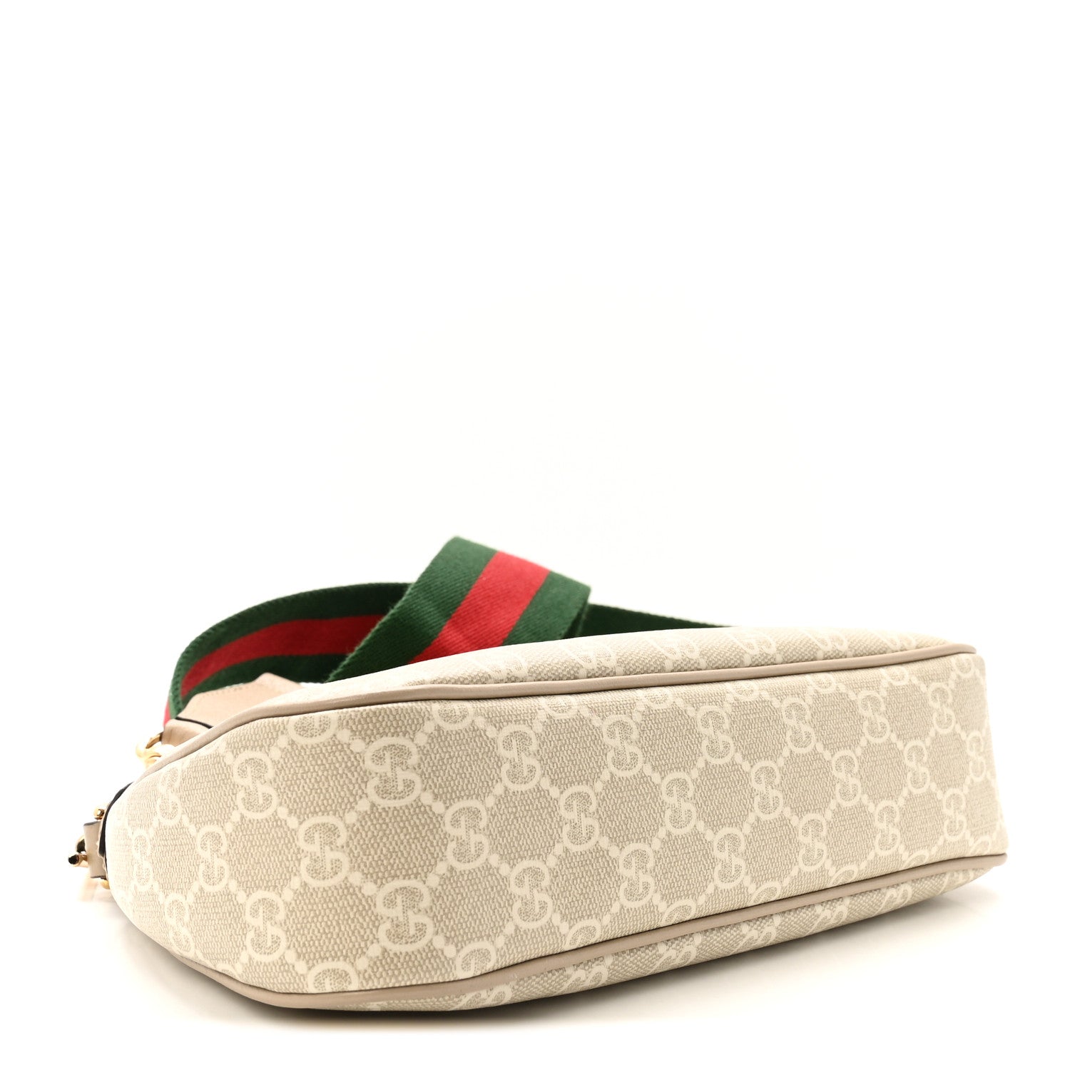 GG Supreme Monogram Textured Dollar Calfskin Web Small Ophidia GG Handbag Beige Mystic White Oatmeal