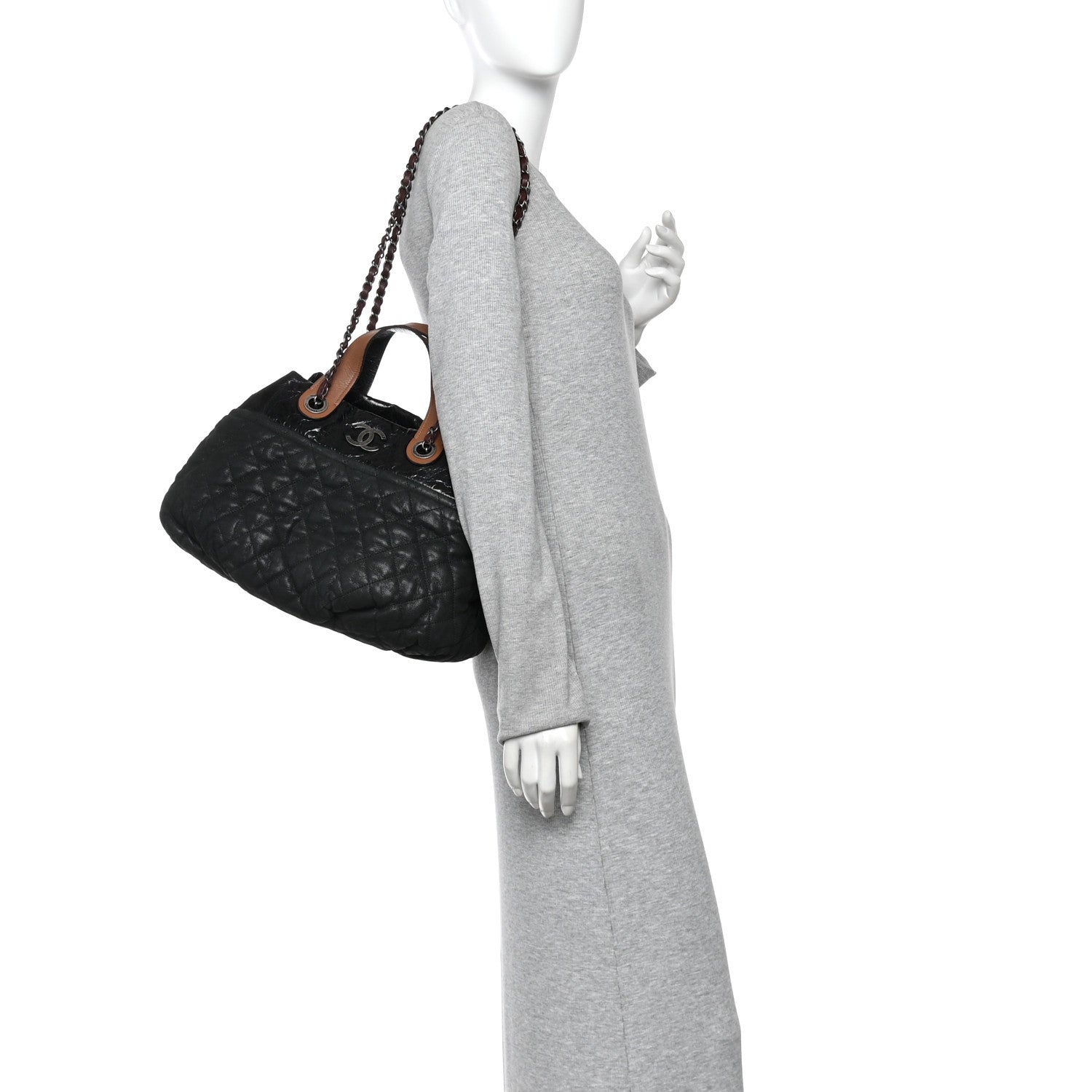 Iridescent Calfskin Small In The Mix Tote Dark Green