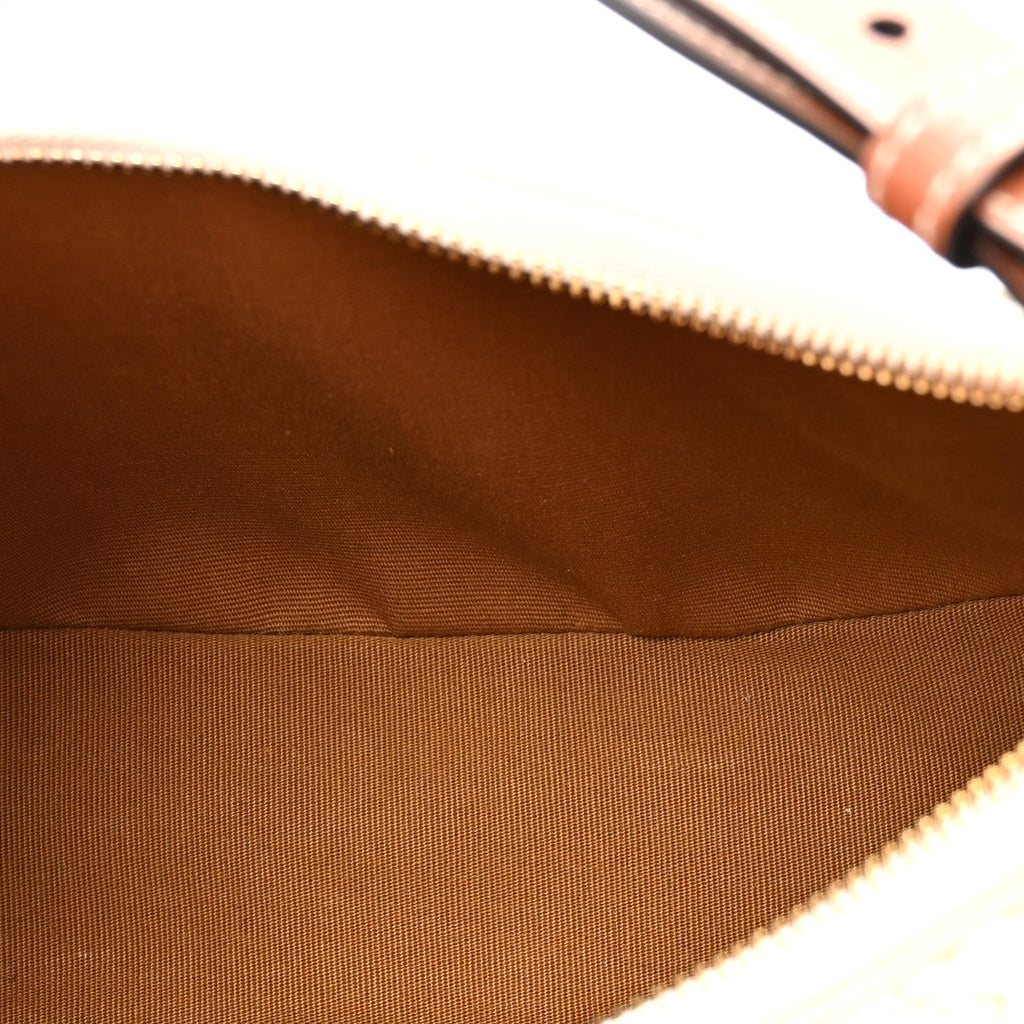 Canvas Calfskin Ava Triomphe Shoulder Bag White