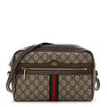 GG Supreme Monogram Web Small Ophidia Shoulder Bag Brown