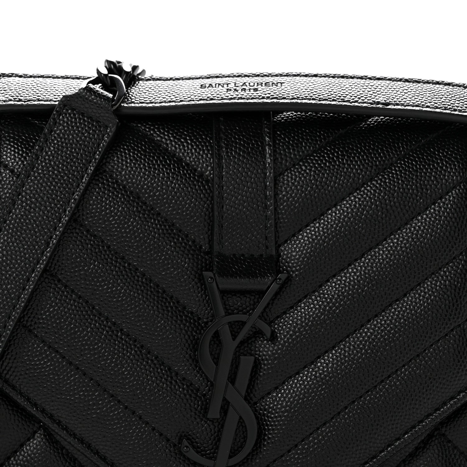 Grain De Poudre Textured Mixed Matelasse Triquilt Medium Monogram Monochrome Satchel Black