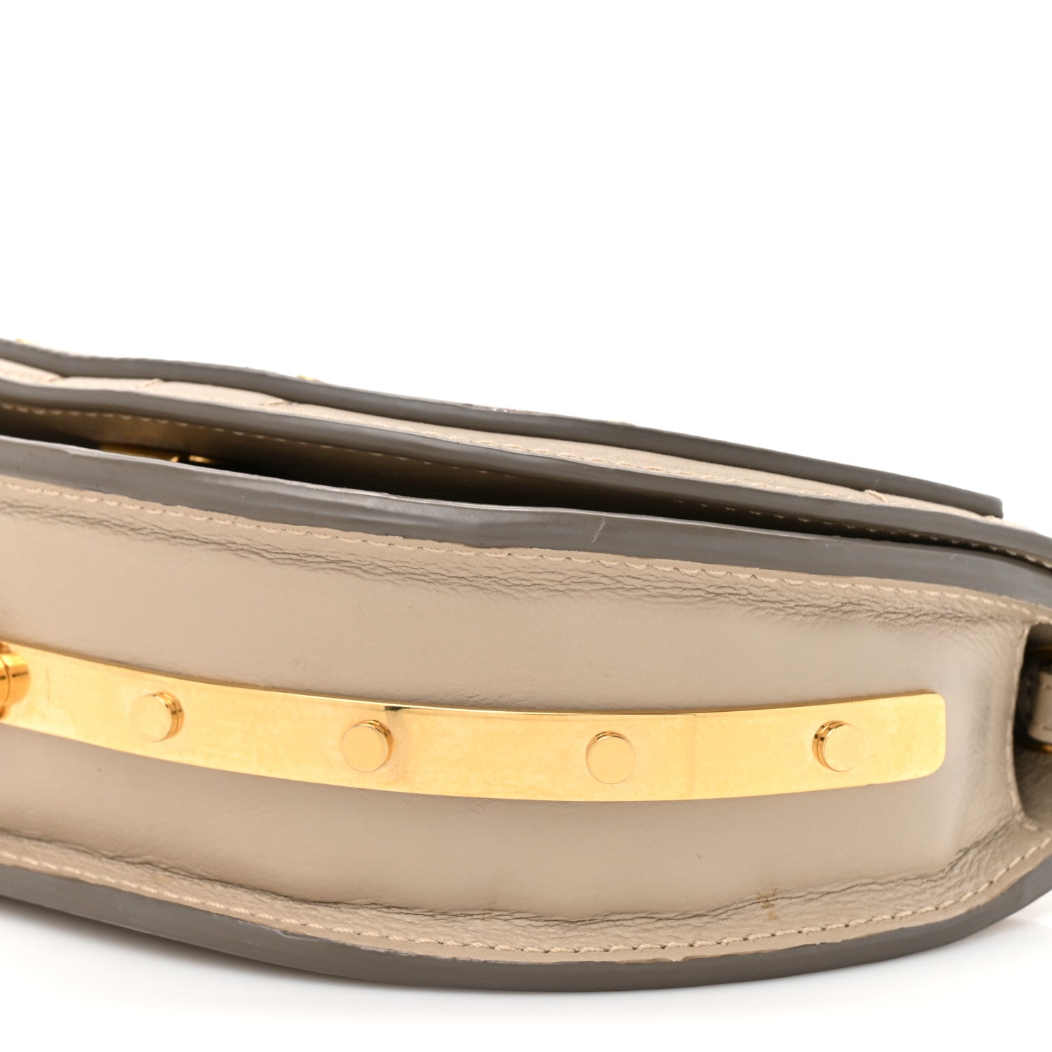 Calfskin Lambskin Quilted Studded Nile Bracelet Minaudiere Bag Pastel Grey