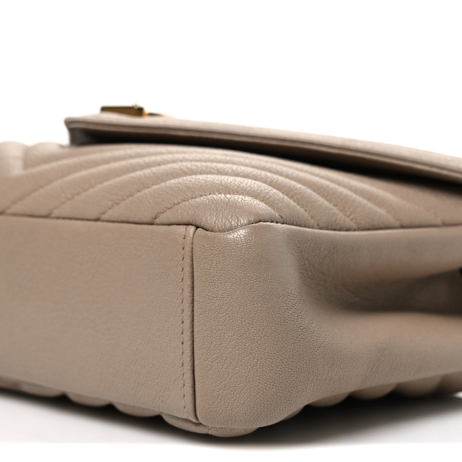 Sheepskin Matelasse Chevron Monogram Medium College Bag Dark Beige