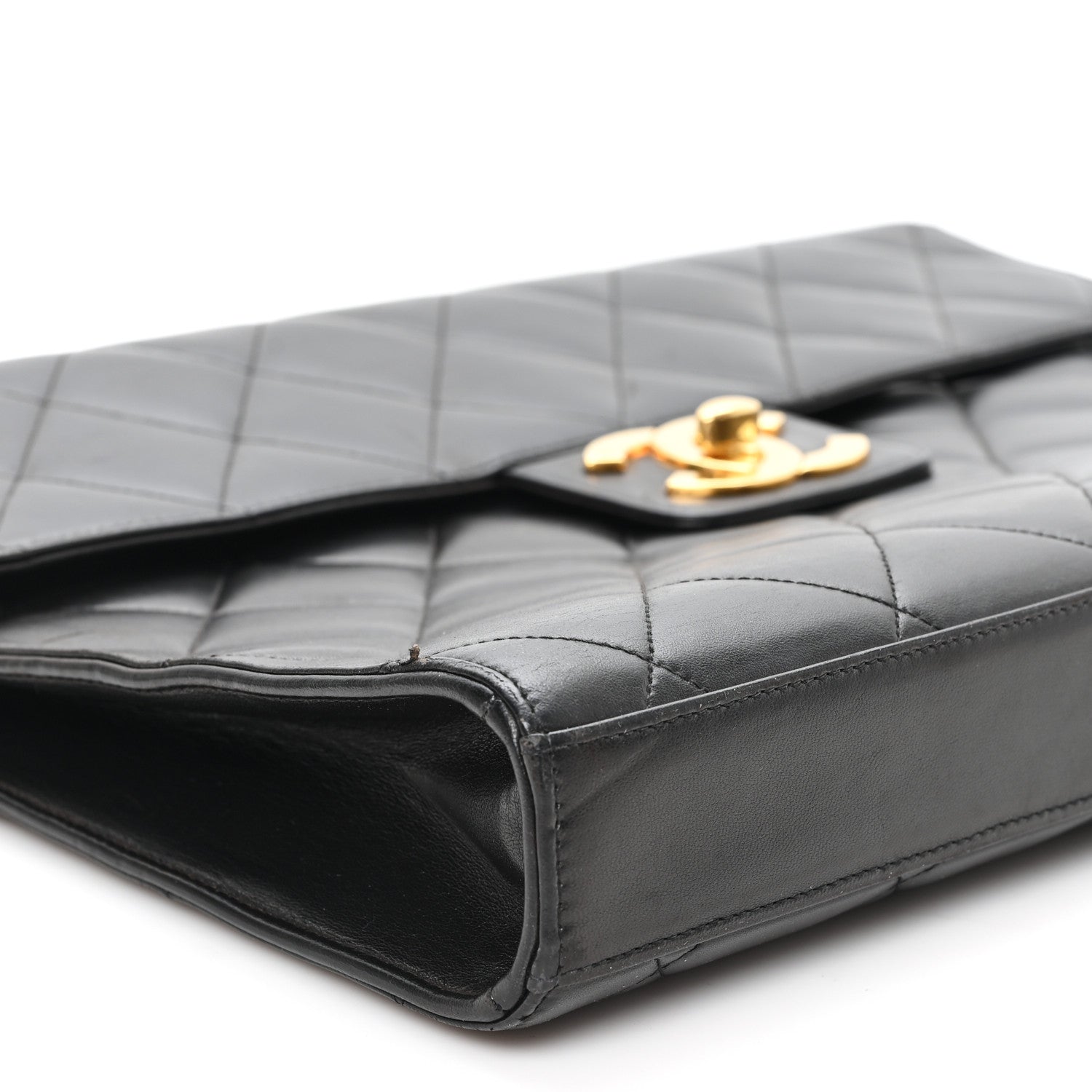 Lambskin Quilted Briefcase Laptop Bag Black