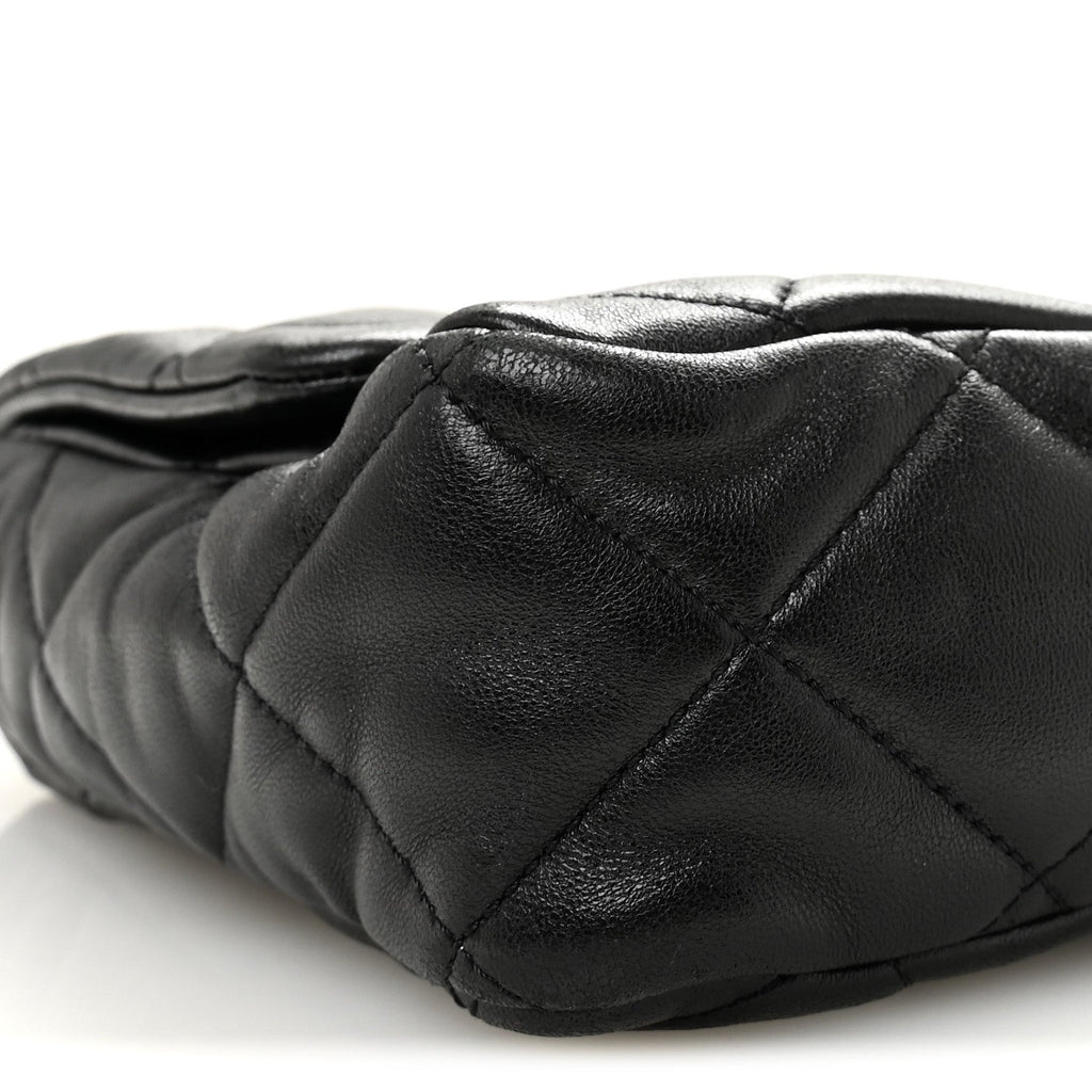Lambskin Quilted Large CC Funky Town Flap Black