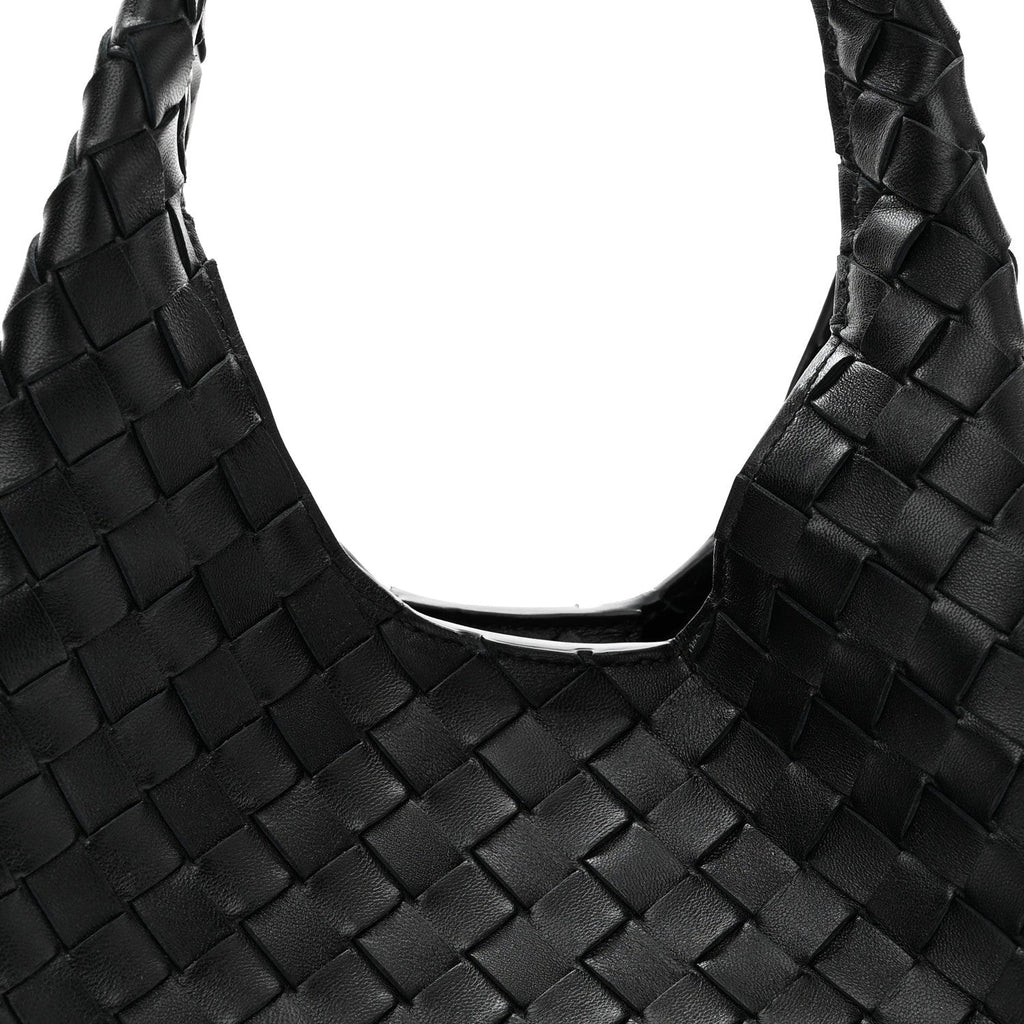 Nappa Intrecciato Small Campana Shoulder Bag Black