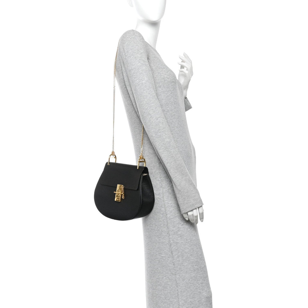 Grained Lambskin Drew Shoulder Bag Black