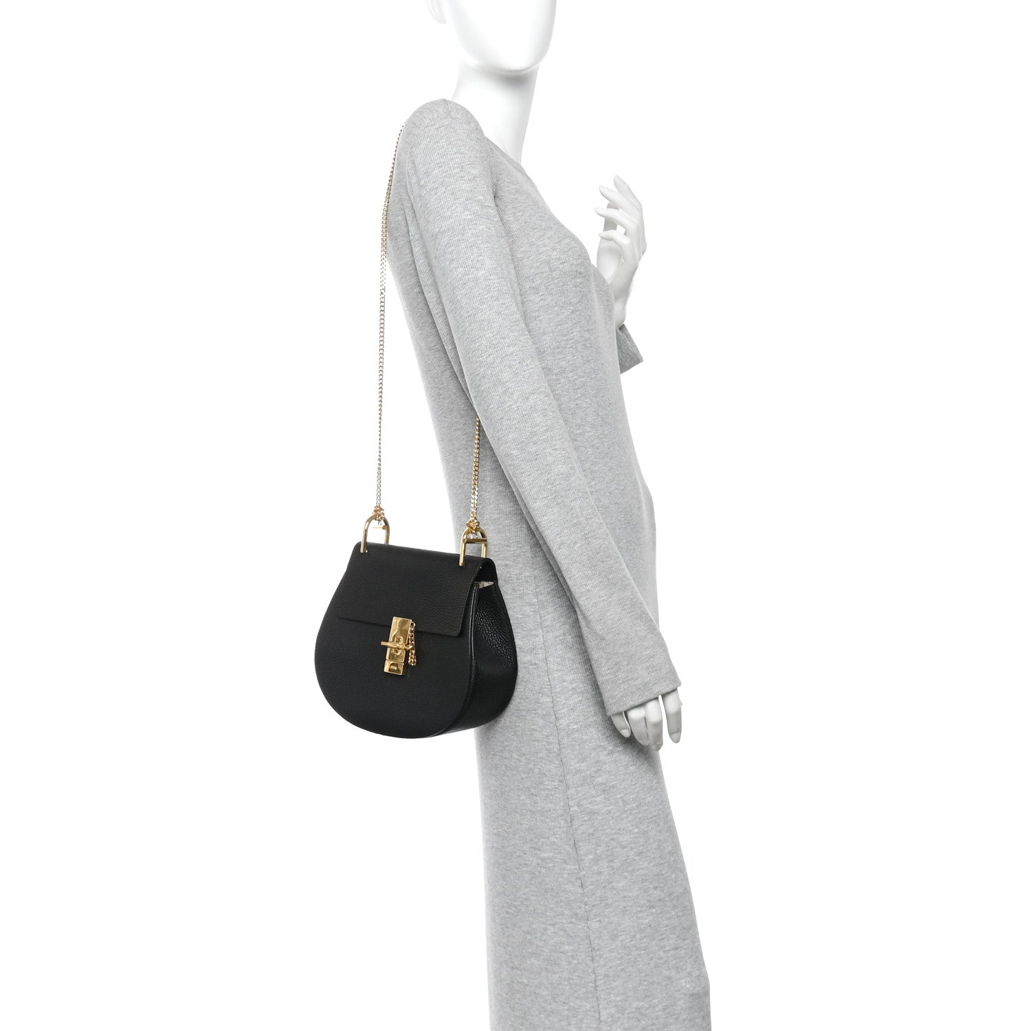 Grained Lambskin Drew Shoulder Bag Black