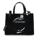 Patent Vegan Leather Shmedium Shopping Bag Black