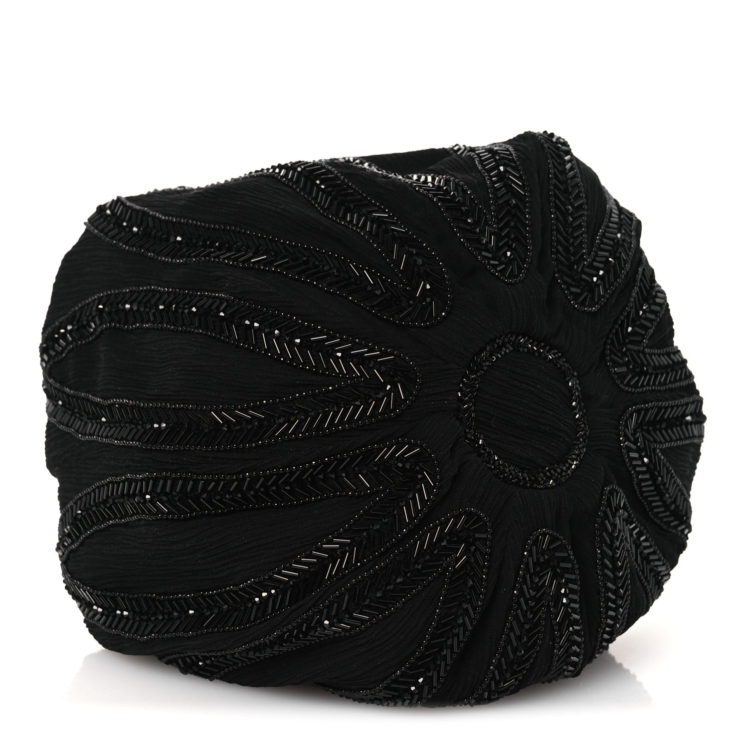 Chiffron Beaded Pochon Souple Bag Black