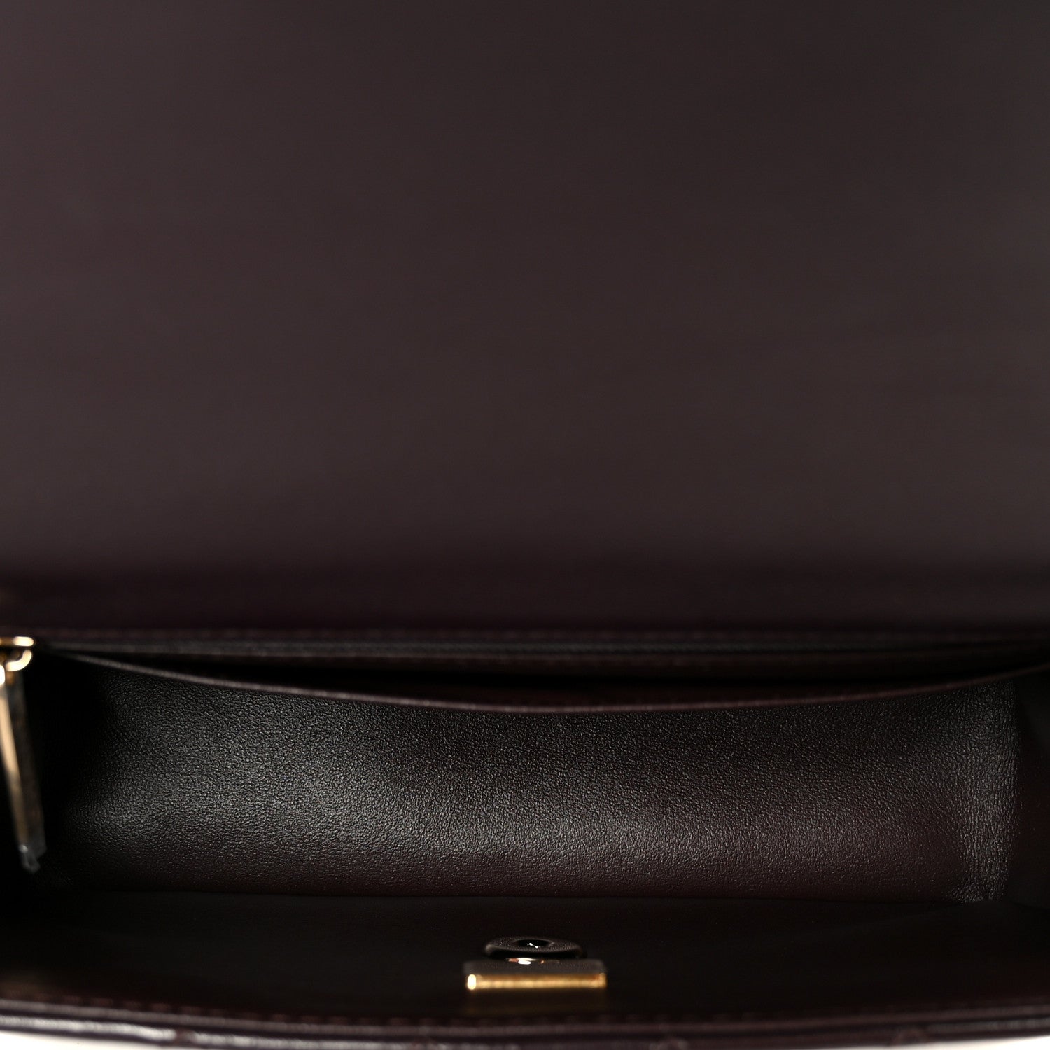 Lambskin Quilted Mini Top Handle Rectangular Flap Dark Brown