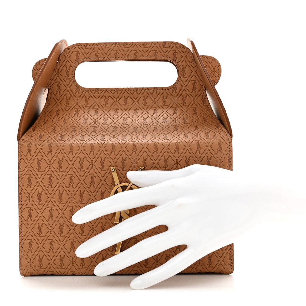 Calfskin Monogram Take Away Box Dusty Vintage Brown Gold