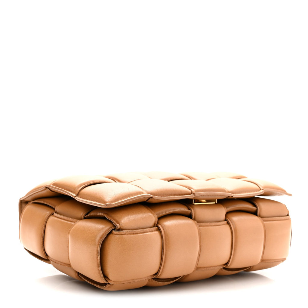 Nappa Maxi Intrecciato Padded Cassette Crossbody Bag Caramel