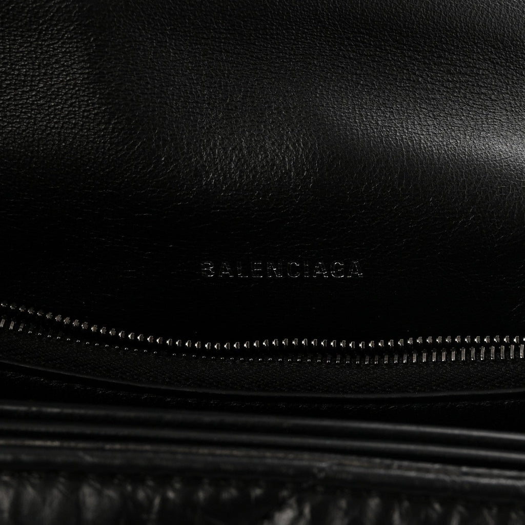 Crushed Calfskin Quilted Matte Black Hardware Medium Crush Chain Bag Black