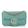 Jacquard Super Mini GG Marmont Shoulder Bag Green