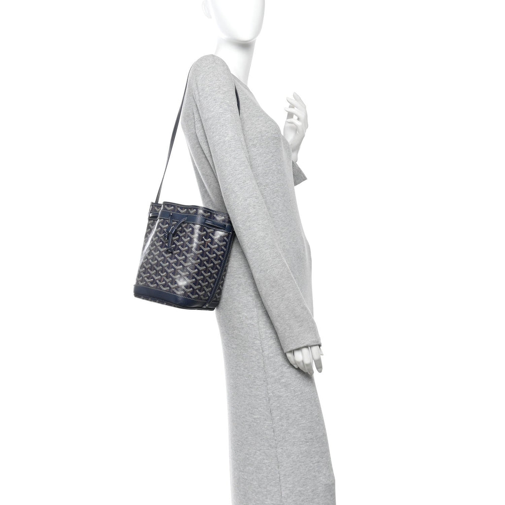 Goyardine Petit Flot Bucket Bag PM Navy