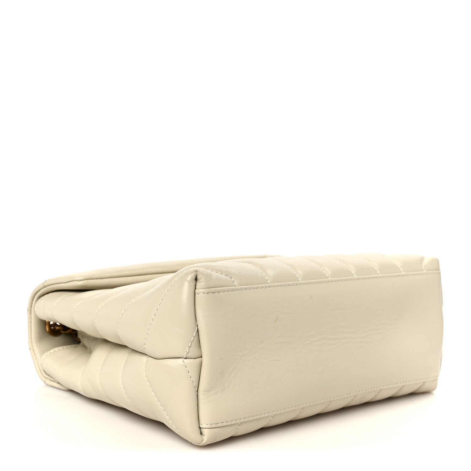 Calfskin Y Quilted Monogram Small Loulou Chain Satchel Crema Soft