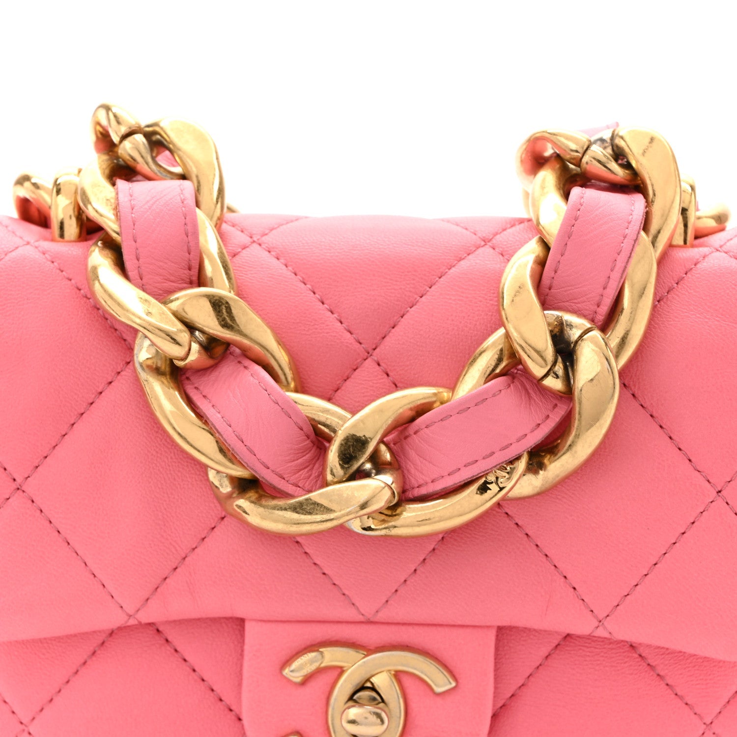 Lambskin Quilted Mini Funky Town Flap Pink